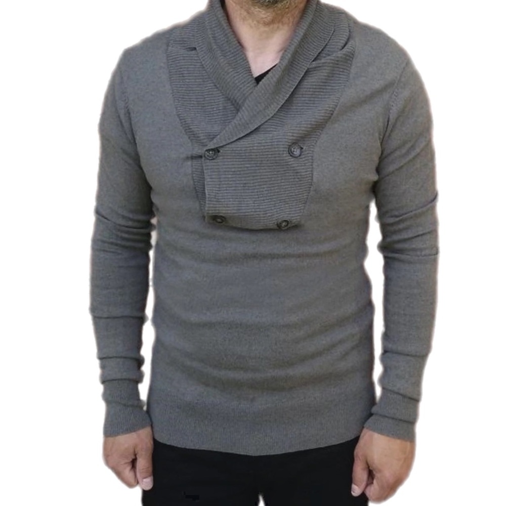All Saints Katro Funnel Wool Blend Sweater Size XL Men’s Gray